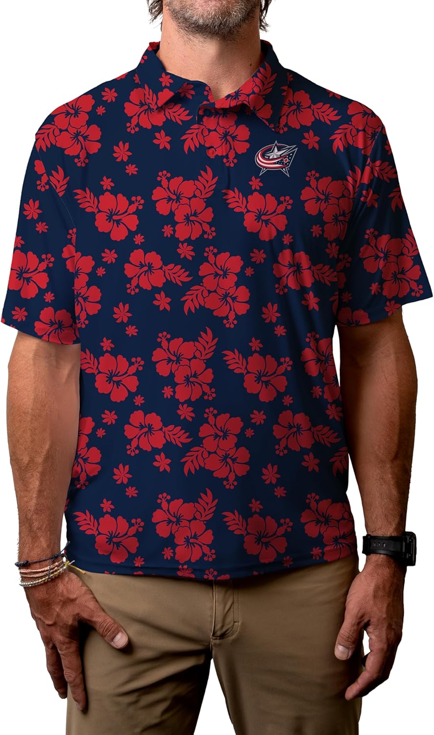 Blue 84 NHL Mens NHL Officially Licensed Short Sleeve Performance Polo Floral