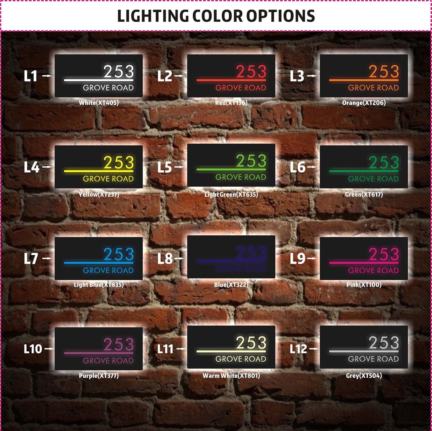 Custom Outside Modern Number Address Plaque LED lighted Letter Signs for House,Door,Office,Building, Personalized Outdoor Illuminated Metal Sign,Text,Logo,Street Name in Different Color,Size,Fonts (100cm I 40", Stype 7)