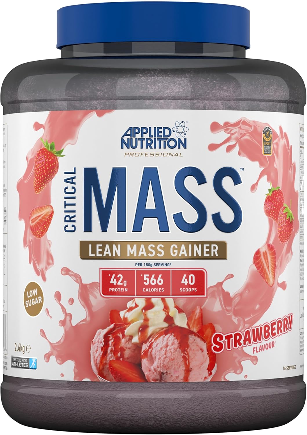 Applied Nutrition Critical Mass Professional – Weight Gain Protein Powder, High Calorie Weight Gainer, Lean Mass (2.4kg – 16 Servings) (Strawberry)