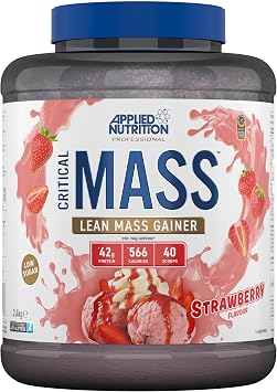 Applied Nutrition Critical Mass Professional - Weight Gain Protein Powder, High Calorie Weight Gainer, Lean Mass 2.4kg - 16 Servings Strawberry
