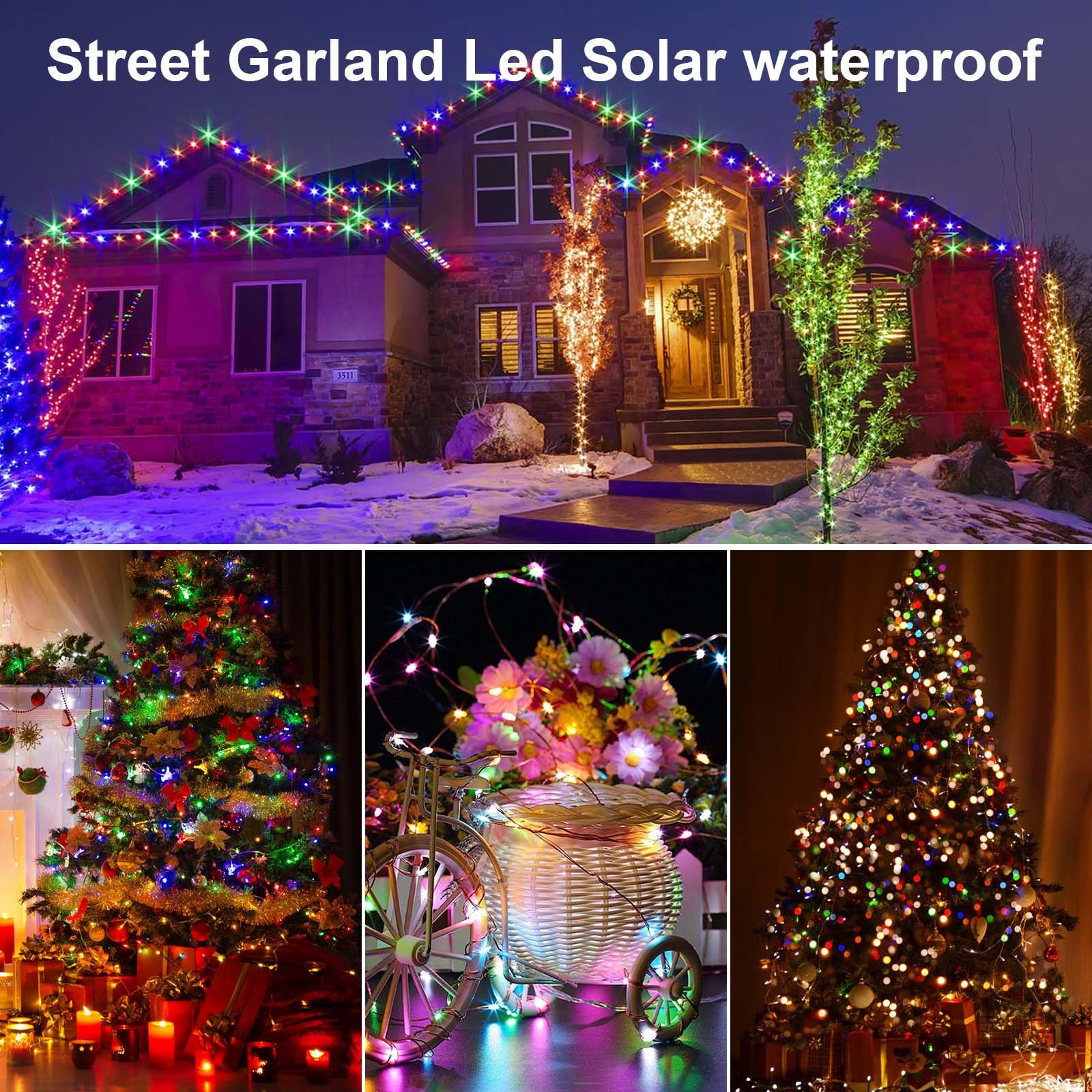 Colexy Solar Lichterkette Außen – 7 M, 50 LED, 8 Modi, IP65 Wasserdicht, Kupferdraht, Bunt/warmweiß/kaltweiß, Für Garten, Balkon, Weihnachten, Party
