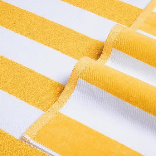 Miniatura 10 de LULUHOME Toalla de playa de felpa de gran tamaño, algodón grueso de 36 x 70 pulgadas, toallas de piscina a rayas, toalla de natación grande de