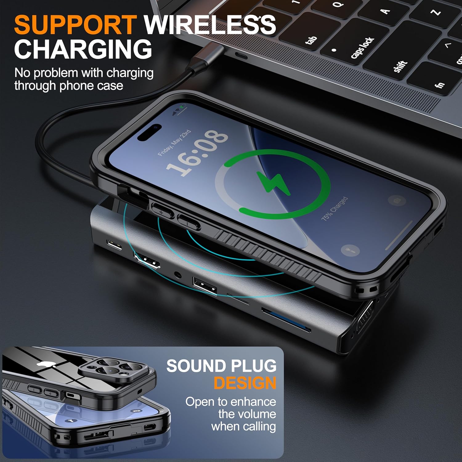 ANTSHARE for iPhone 14 Pro Case, with [Built-in Privacy Screen Protector] [IP 68 Waterproof], Anti-Peeping Adsorption Full Body Double Protective Case for iPhone 14 Pro, Black