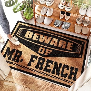 Porch Mat Cgear Sand Free | Beware of Mr. French - Fourth July Door/Large Outdoor Welcome - Front Door Mat Inside Entrance, Thin Entryway & Doormat50X80CM