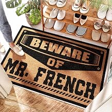 Porch Mat Cgear Sand Free | Beware of Mr. French - Fourth July Door/Large Outdoor Welcome - Front Door Mat Inside Entrance, Thin Entryway & Doormat50X80CM