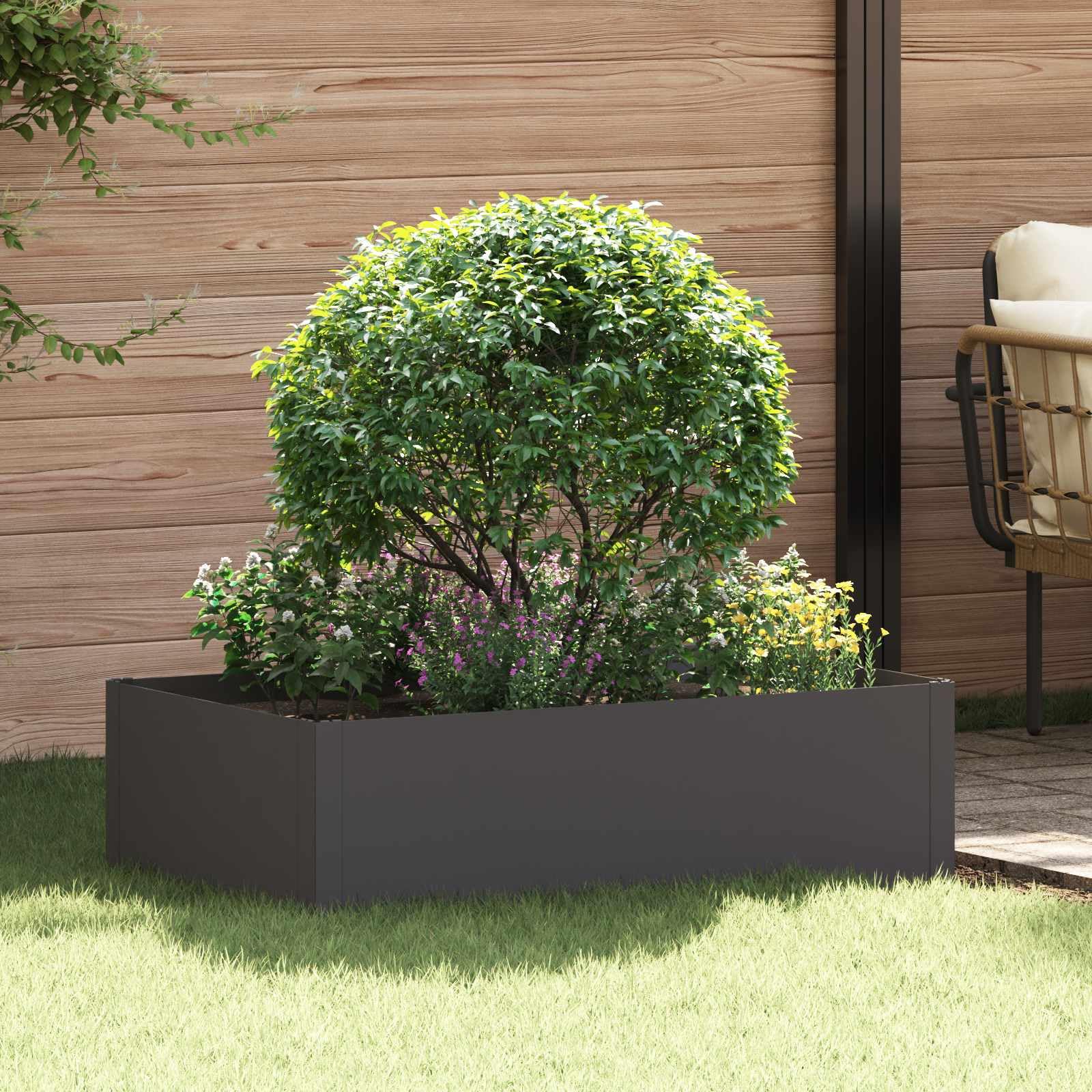 Bordure de pelouse en acier noir 100 x 60 x 35 cm