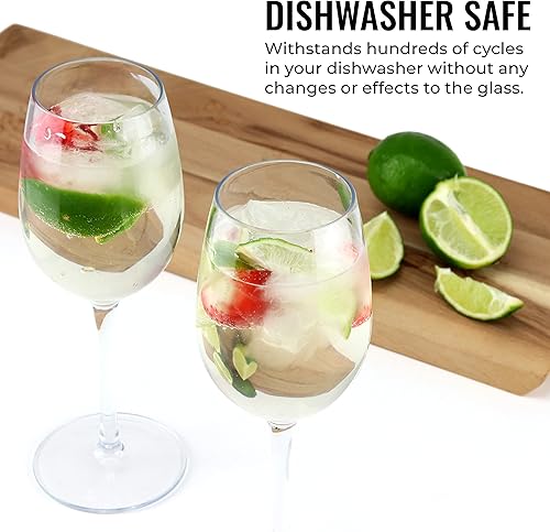 Miniatura 4 de Copas de vino blanco irrompibles, de plástico Tritan irrompibles y sin BPA, resistentes a los arañazos, con tallo, aptas para lavavajillas, paquete