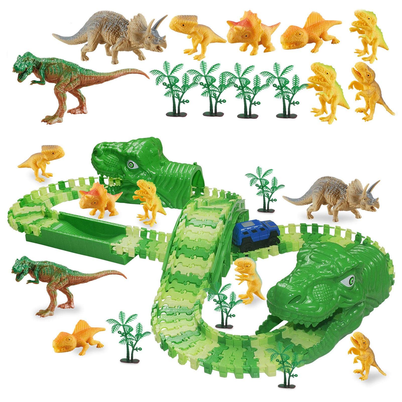 Buy Botiniv Dinosaur Race Track Flexible Track Playset,8 Dinosaurs