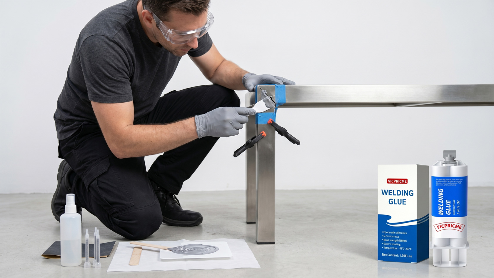 Image of Metal Glue,Heavy-Duty Liquid Metal Cold-Weld Waterproof Epoxy Adhesive. | All-Purpose Repair Glue for Metal, Tile, Iron & Hard Plastic | Waterproof, Oil-Resistant, Heat Resistant 1.76oz