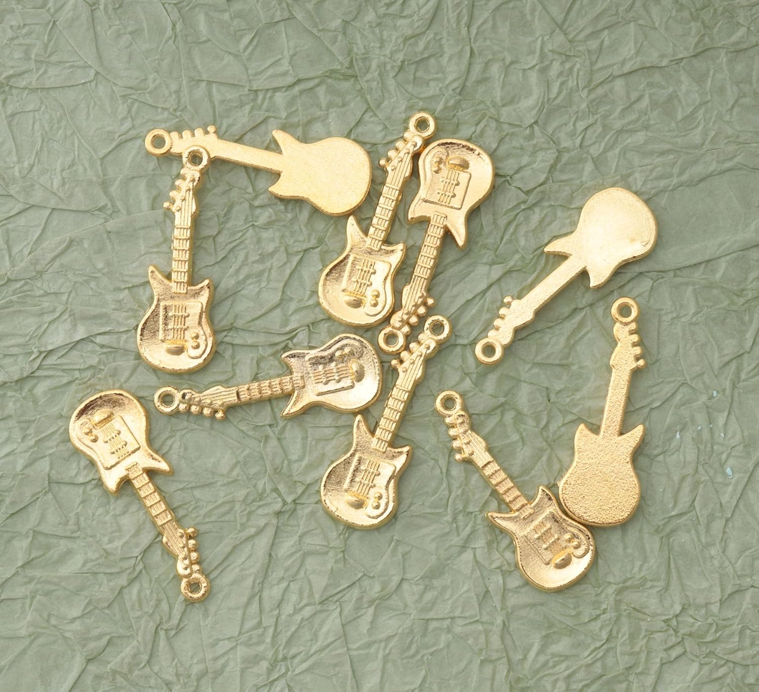 30 Pcs Guitar Charms Beads Metal Cute Mini Vintage Music Elements Instruments Pendants for Jewelry Making Finding Kits DIY Handmade Necklace Bracelet Keychain Accessories