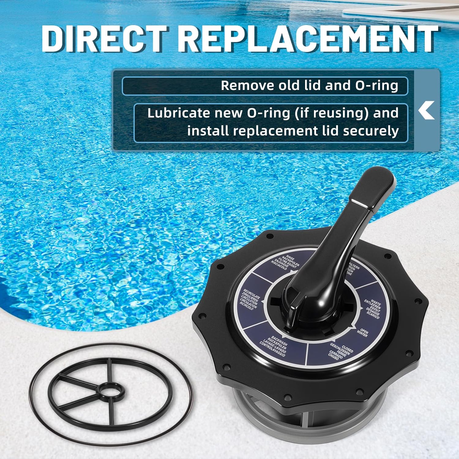 Top Mount Hybrid Valve 272568Z – Fit for Pentair 263085 2" Top Mount Lid Assembly, 6-Position Pool Filter Multiport Valve Top