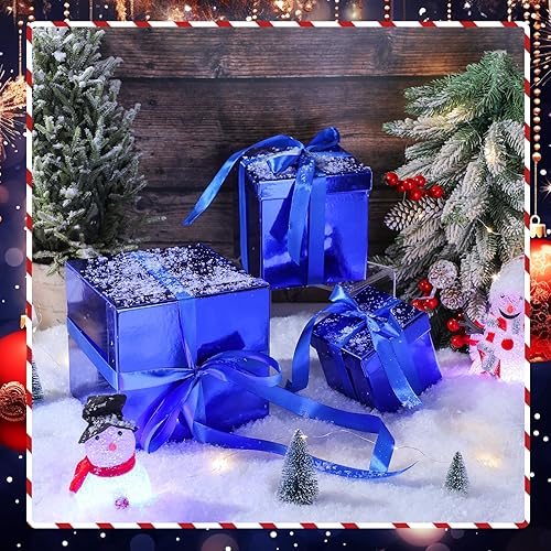 Vista 30 de Cholemy 5 cajas de regalo para Navidad con tapa y cinta, cajas de anidación cuadradas de tamaño mixto, cajas de envoltura de regalo, cajas 5