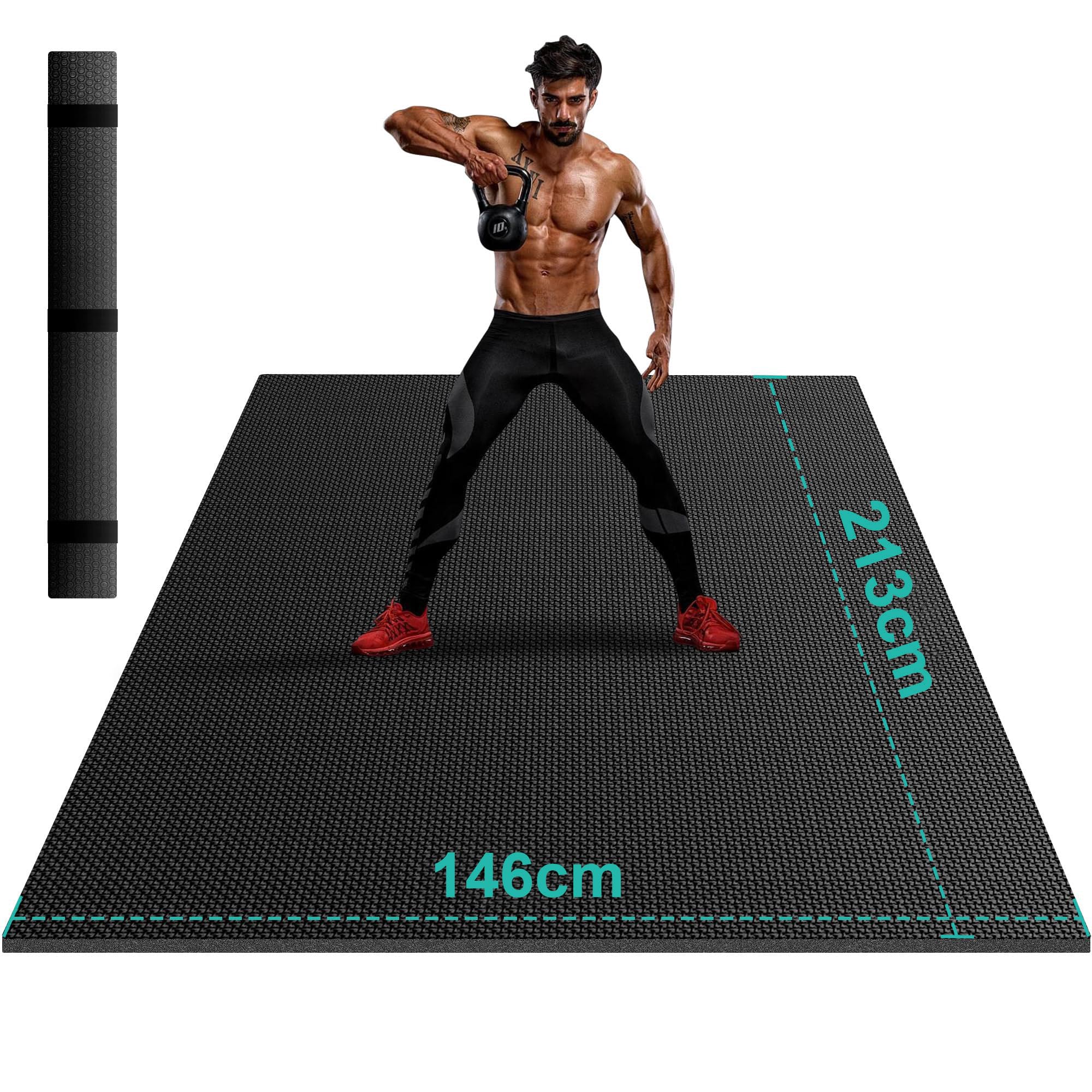 Stepwaver Extra Large Exercise Mat,213x146x0.8cm Extra Thick Workout Mats for Home Gym Flooring, Non-Slip, Ultra Durable, High-Density Gym Mat for Cardio,Yoga, Jump Rope, MMA, Weights