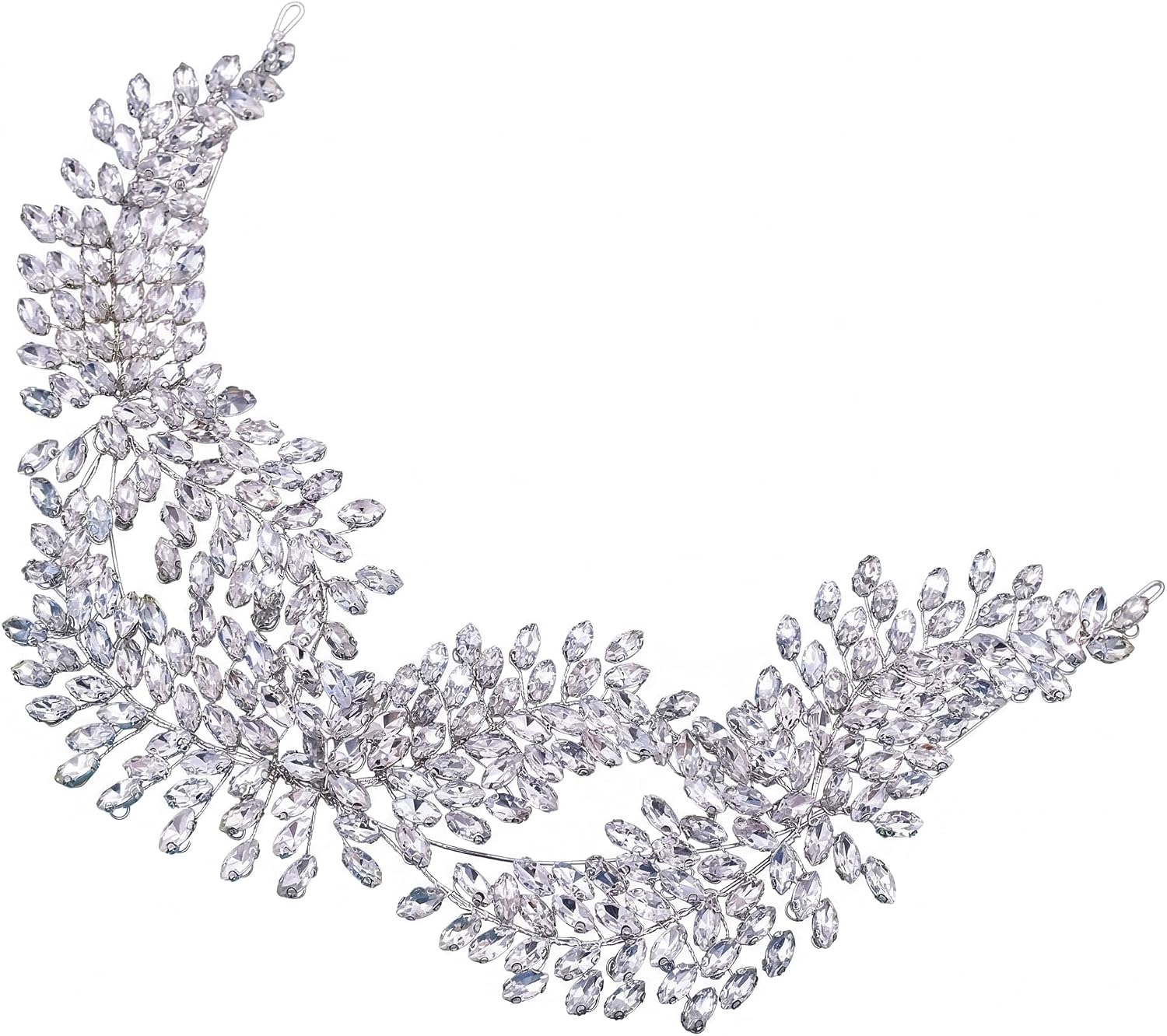 TRiXY Silver Rhinestone Wedding Headpiece for Women Handmade Bridal Headband Hair Accessories Pageant Tiaras Princess Wedding Bride Crowns For Birthday Party Hair Accessories, One Size