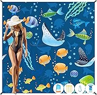 Vista 8 de Beach Blanket Oversized Extra Large 78" X 81",Waterproof Sandproof Beach Blanket 1-7 Adults Lightweight Durable for Travel Camping Hiking Picnic