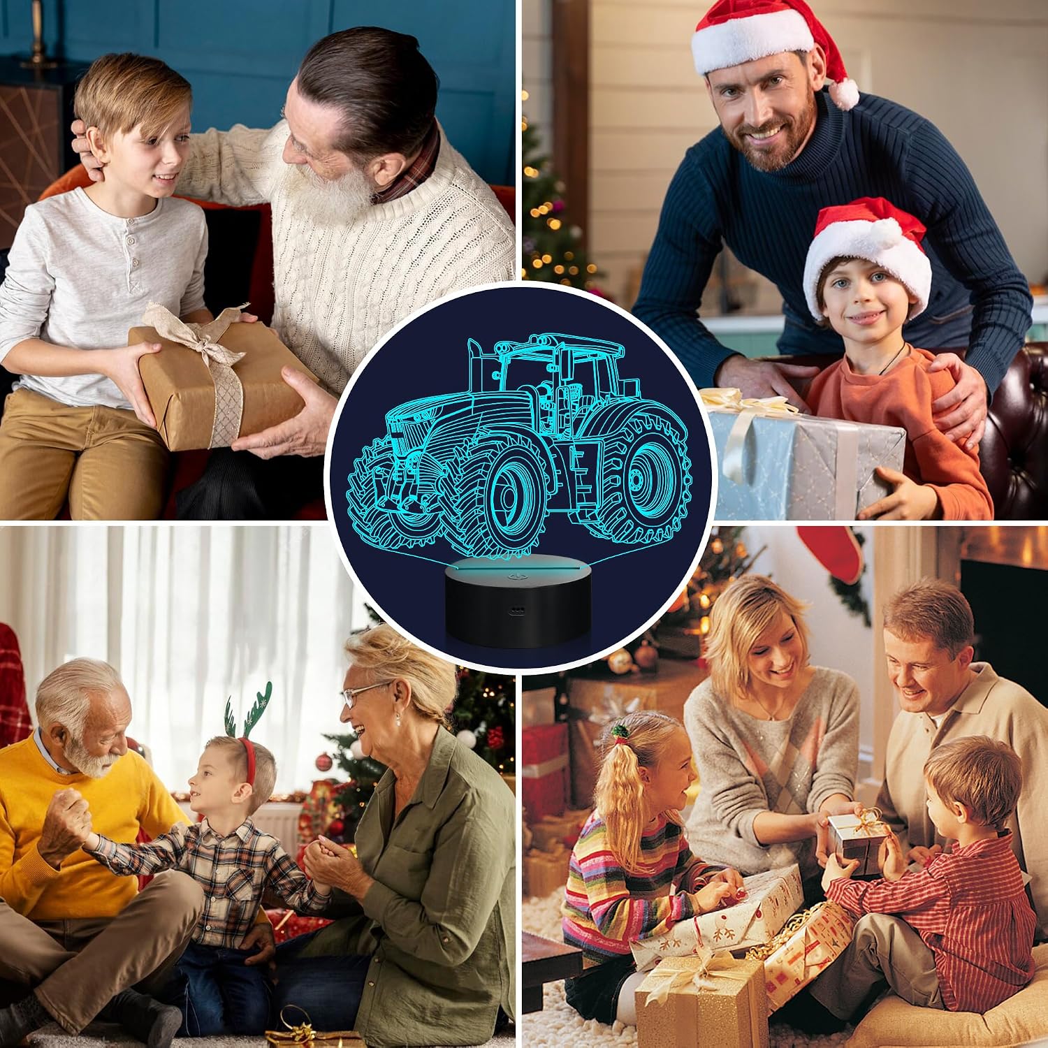 Attivolife Tractor 3D Illusion Night Lamp, 16 Color Changing Dimmable Hologram Lighting, Timer Toy USB Charge Table Desk Bedroom Decoration Creative Gift for Kid Boy with Remote Control