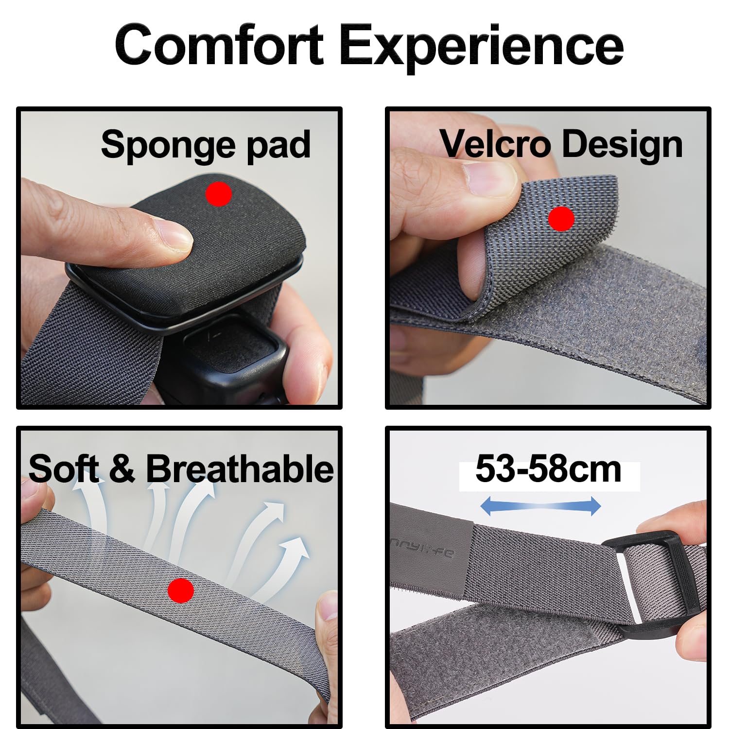 Osmo Nano Bandeau Support, Amovible Vertical/Horizontal Sangle Rotative Réglable Maintien élastique pour Mains Libres POV Enregistrement