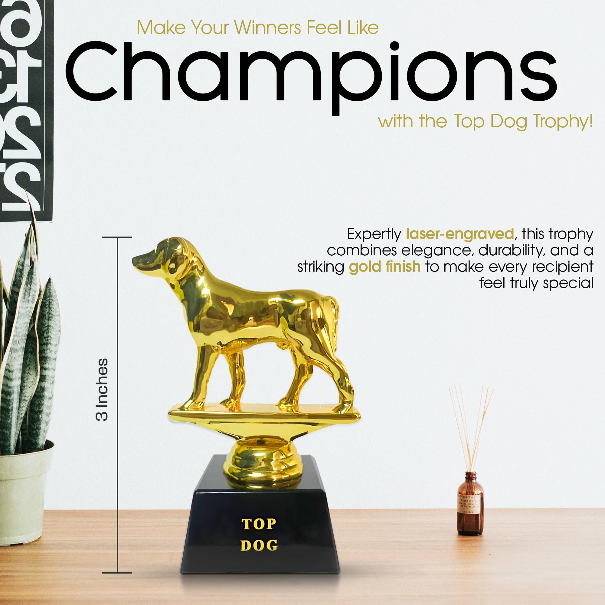 Vaulted Skulls & Co Top Dog Trophy, Greatest of All Time Trophy, reconocimiento grabado con láser, trofeo deportivo, trofeo para mascotas, trofeo de oficina (similar al trofeo de cabra), tamaño 3