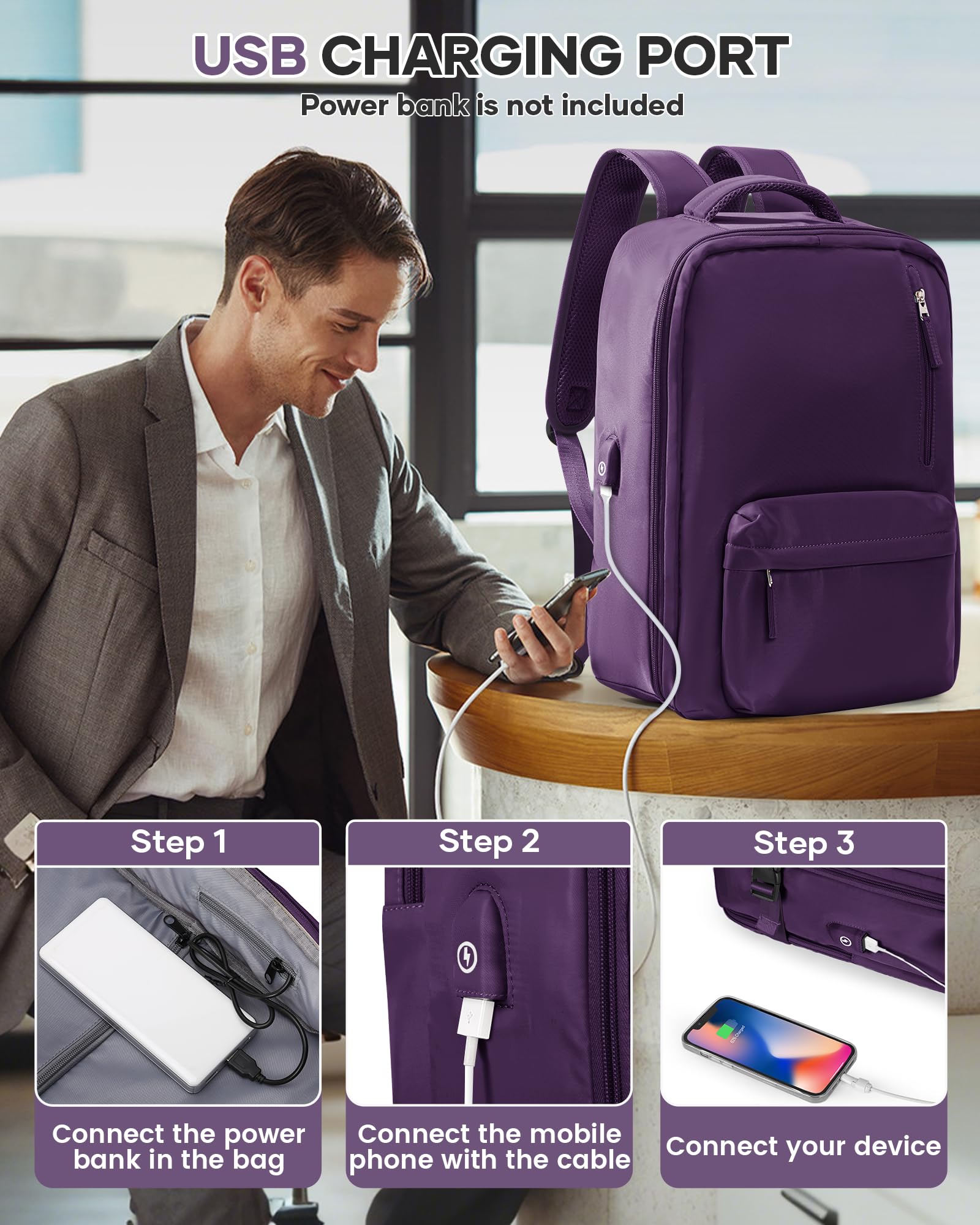 BJLFS Borse da Cabina per Ryanair 40×20×25 Zaino da Viaggio con Sottovuoto Bagaglio a Mano Easyjet 45×36×20,Zaino con sistema di compressione,Zaino Casual per laptop da 14 pollici per scuola