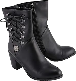 Milwaukee Leather Women's Black Lace-Side Fashion Motorcycle Riding Boots MBL9436-9