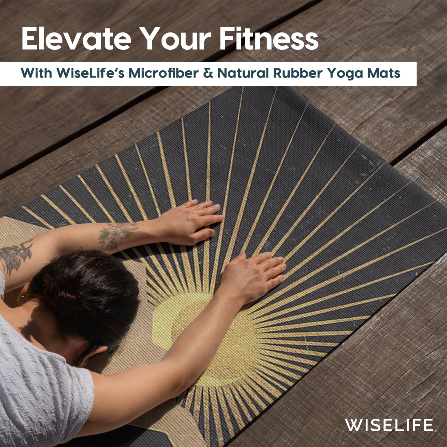 Wiselife Alfombrilla de yoga de gamuza y goma natural + correa de transporte (5 mm, extra grande, extra ancha, antideslizante) para yoga y entrenamiento (noche árabe)