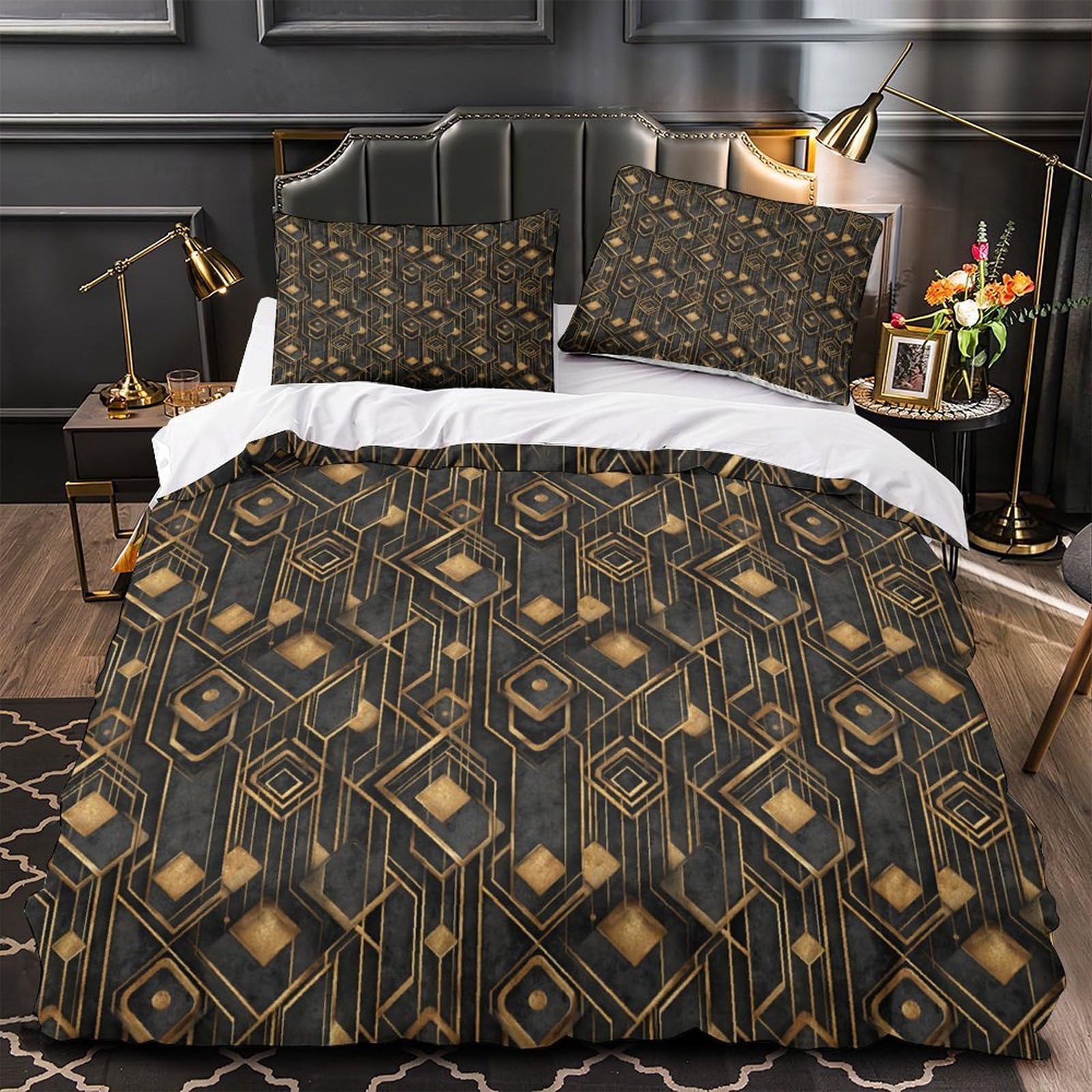 Housse de couette 3D pour chambre d'enfant et ado, parure de lit géométrique 140x200cm