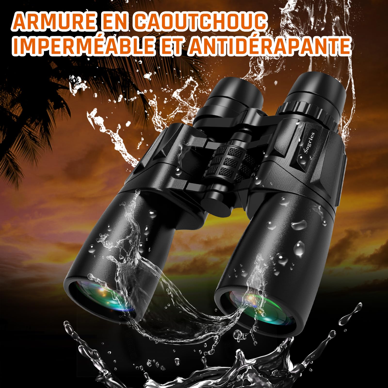 Jumelles Zoom 10-30x50 Sogries BAK4 FMC Haute Puissance pour Observation des Oiseaux