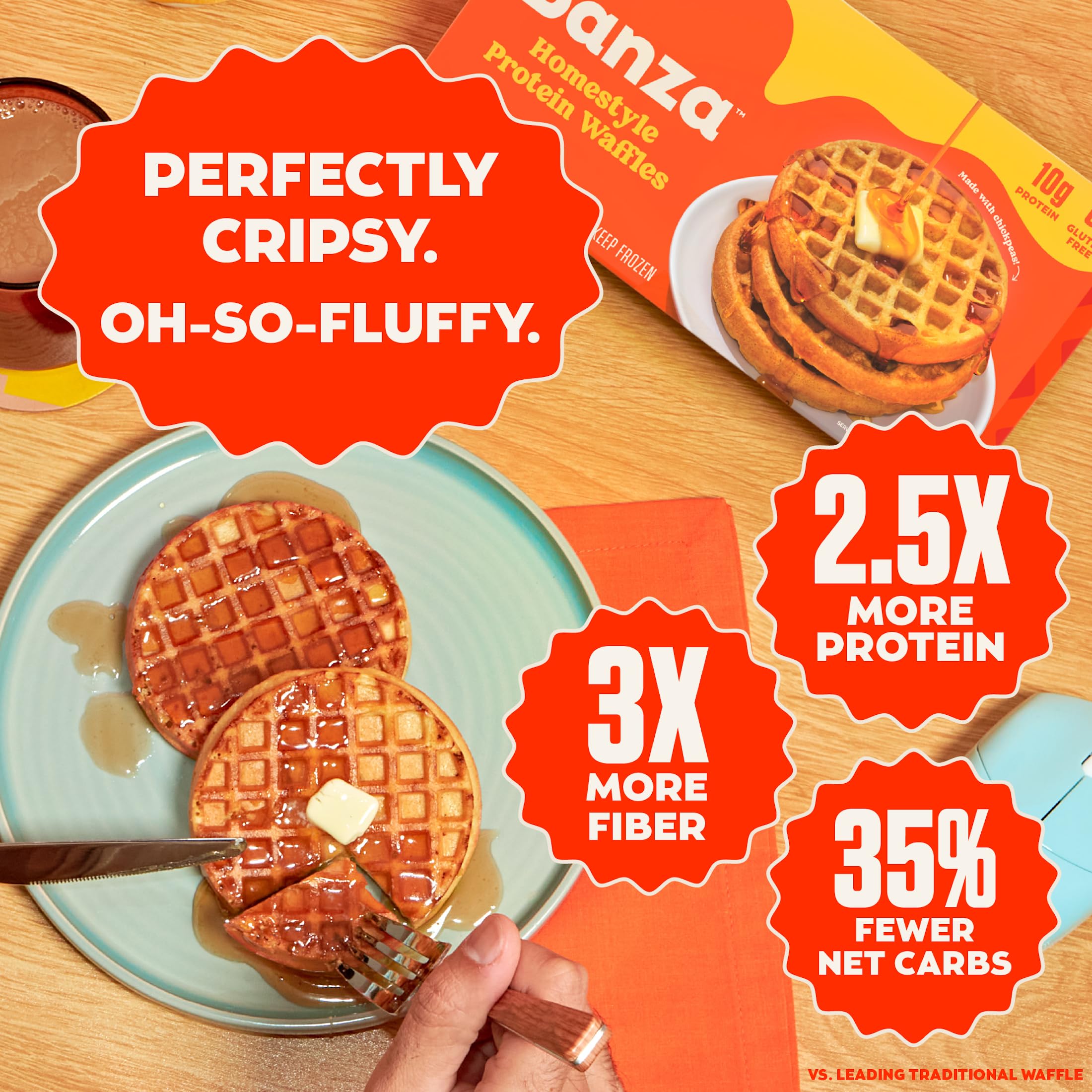 Banza Homestyle Protein Waffles, Frozen Waffles from Chickpeas 
