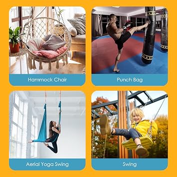 Heavy Duty Swing Hangers 500kg Capacity, 360 Swivel Stainless Steel Swing Hooks, Hardware for Concrete, Wooden Sets, Hammock Chair, Playground Equipment, Heavy Bag (2 Sets)