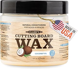 CLARK'S Cutting Board Wax - 2-in-1 Wood Butter & Organic Coconut Oil with Beeswax for Wooden Kitchen Utensils – Butcher Block Conditioner for Charcuterie & Cutting Boards – Made in USA, 6oz