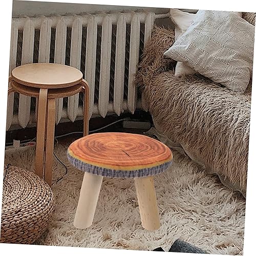 Miniatura 6 de Lindo taburete redondo de madera para niños, taburete de sofá bajo para niños, diseño pequeño y resistente para salas de juegos, dormitorios y mesas