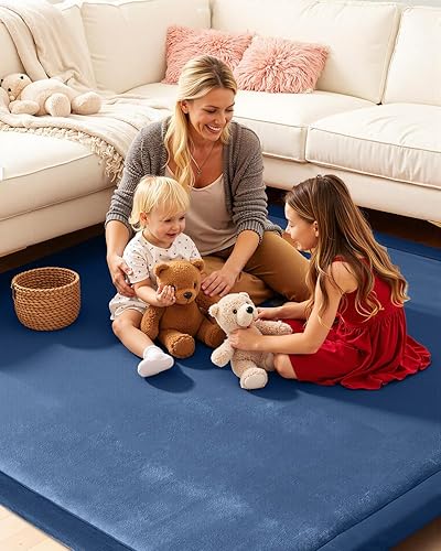 Miniatura 4 de Tapete de juego para bebé para suelo, tapete para corralito de 1.3 pulgadas de grosor, 50 x 50 pulgadas, tapete de espuma para el tiempo boca abajo,