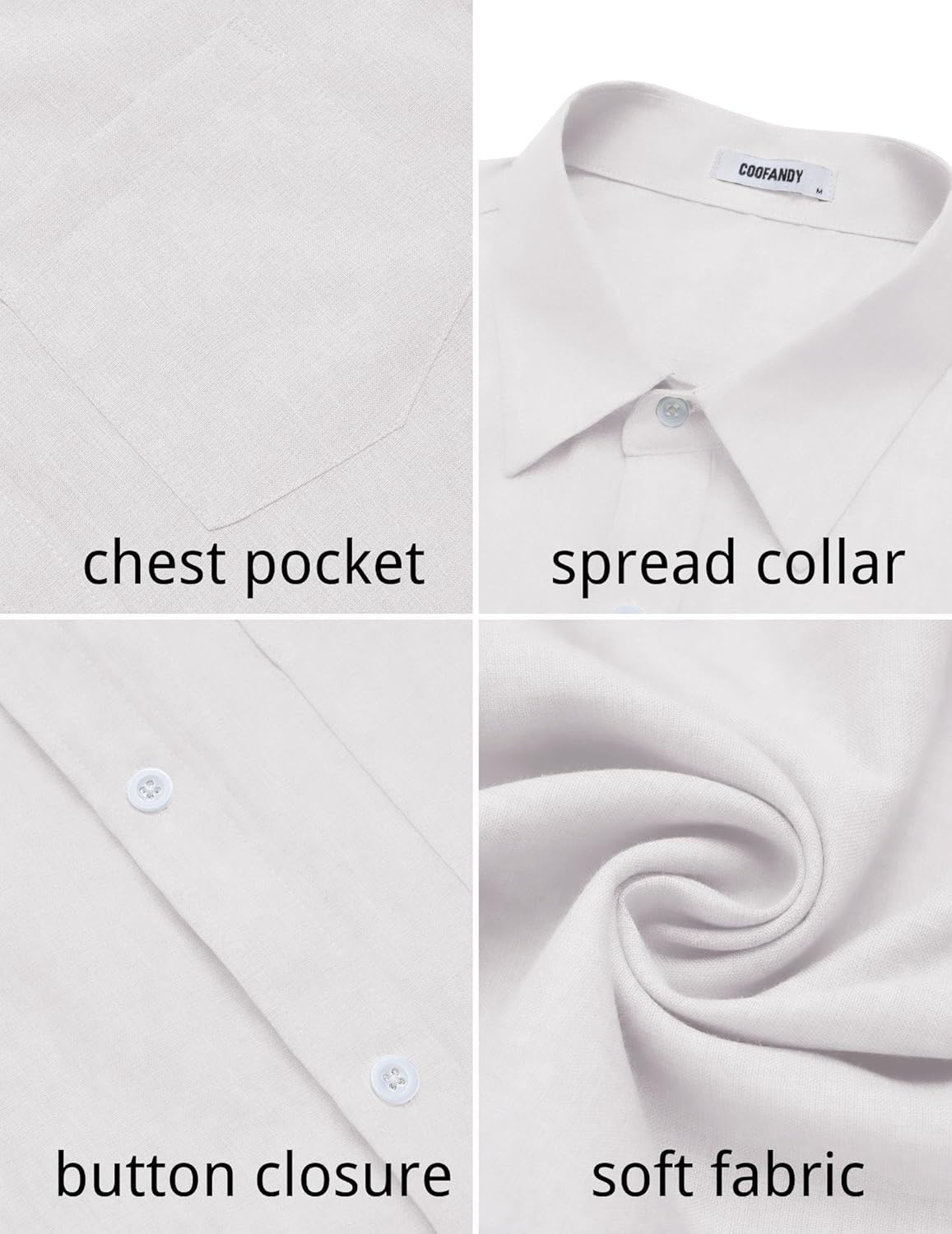 COOFANDY Mens Button Down Shirt Short Sleeve Casual Shirts Summer Beach Textured Shirts with Pocket - Image 5