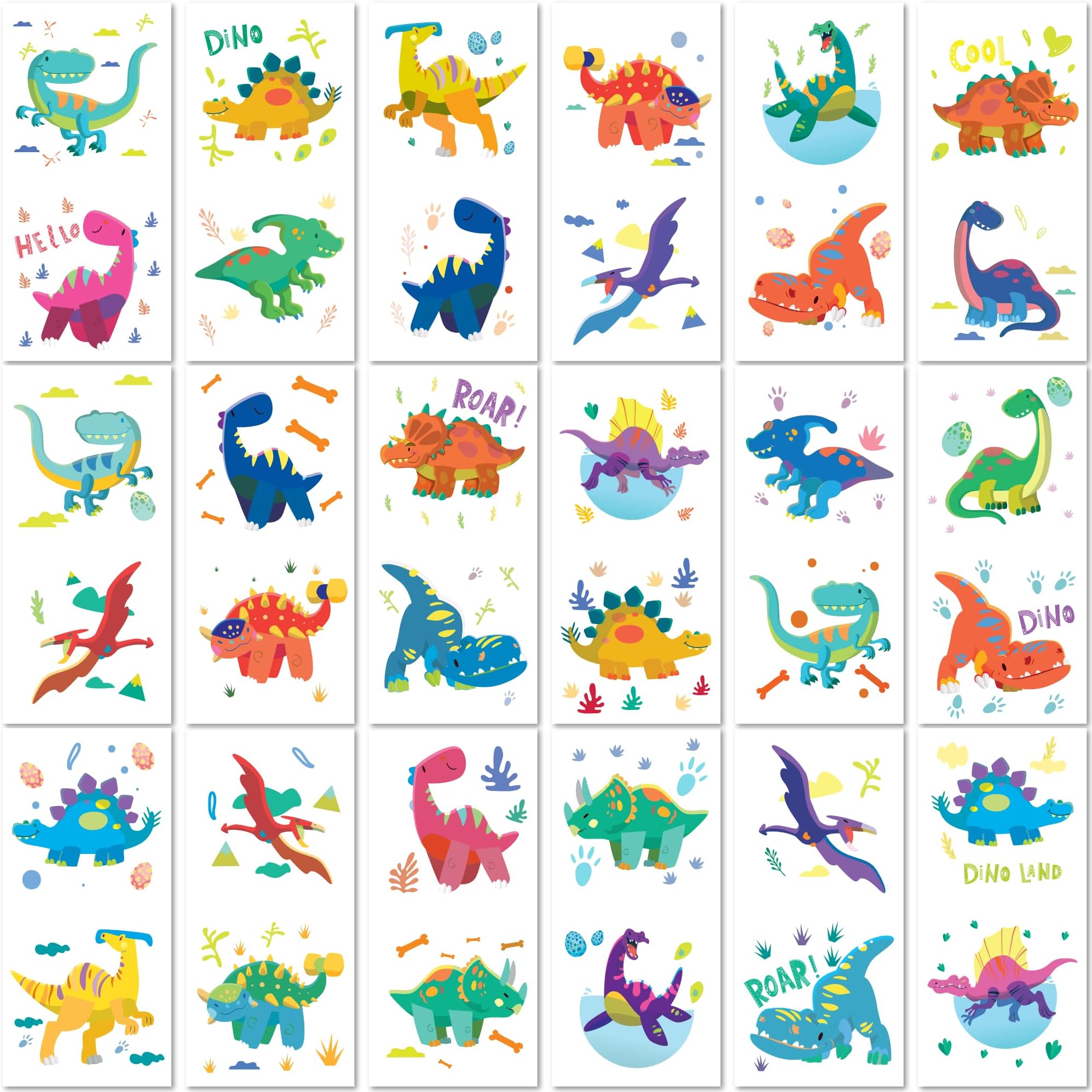 PapaKit Party Dinosaurs 36 36 Temporary Tattoos