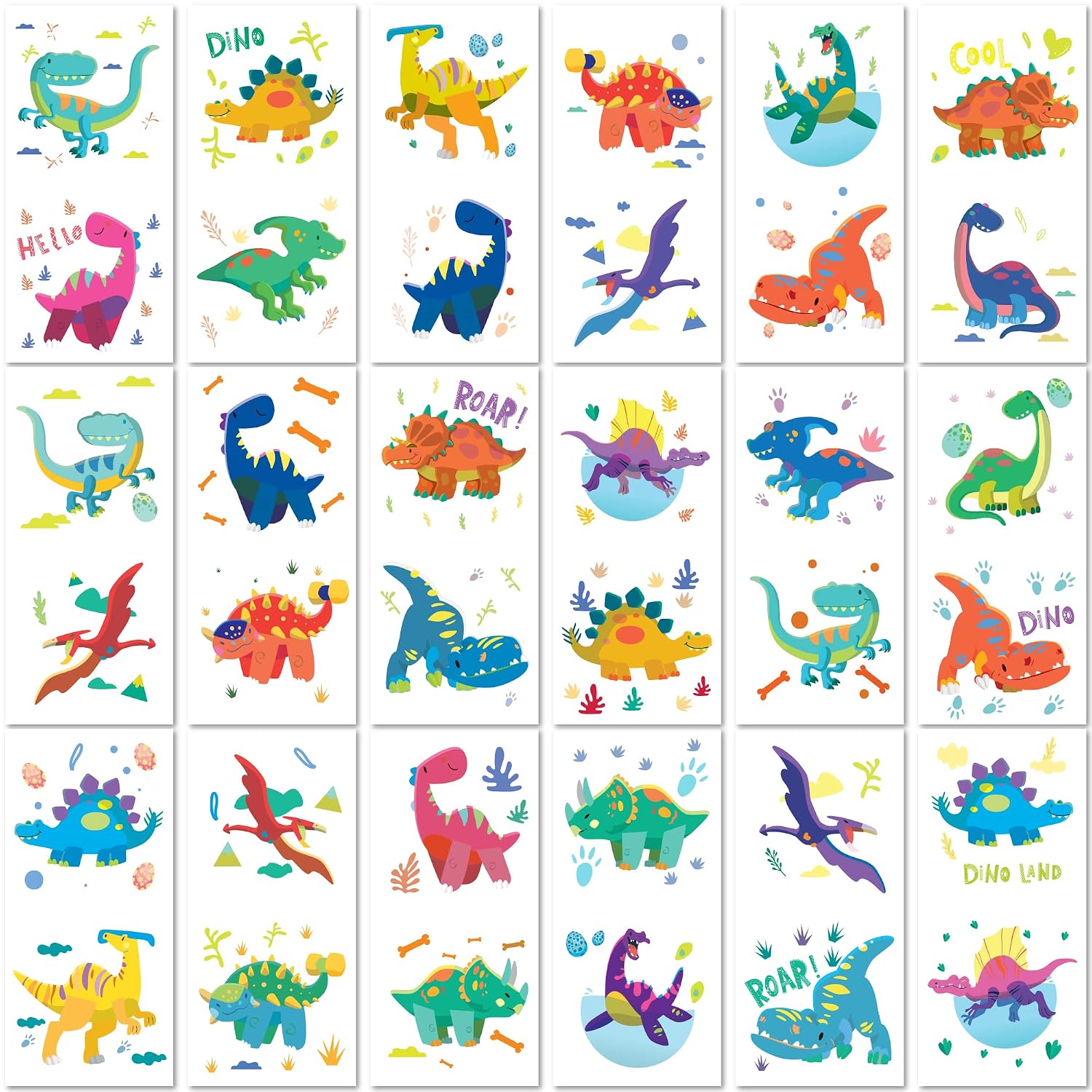 PapaKit Dinosaur Temporary Tattoos for Kids - Fun Party Favors