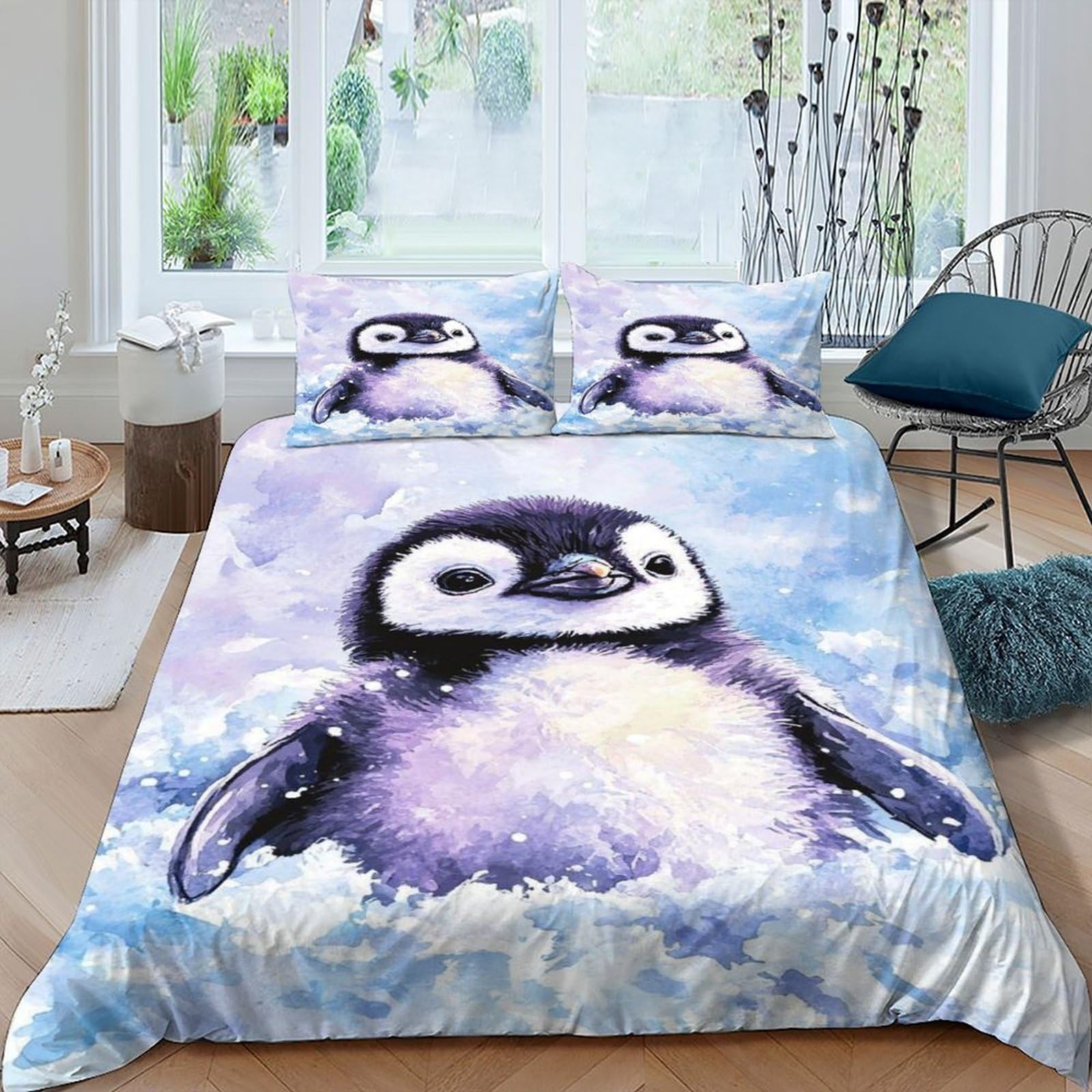 Parure de lit king imprimé faune sauvage en tissu microfibre