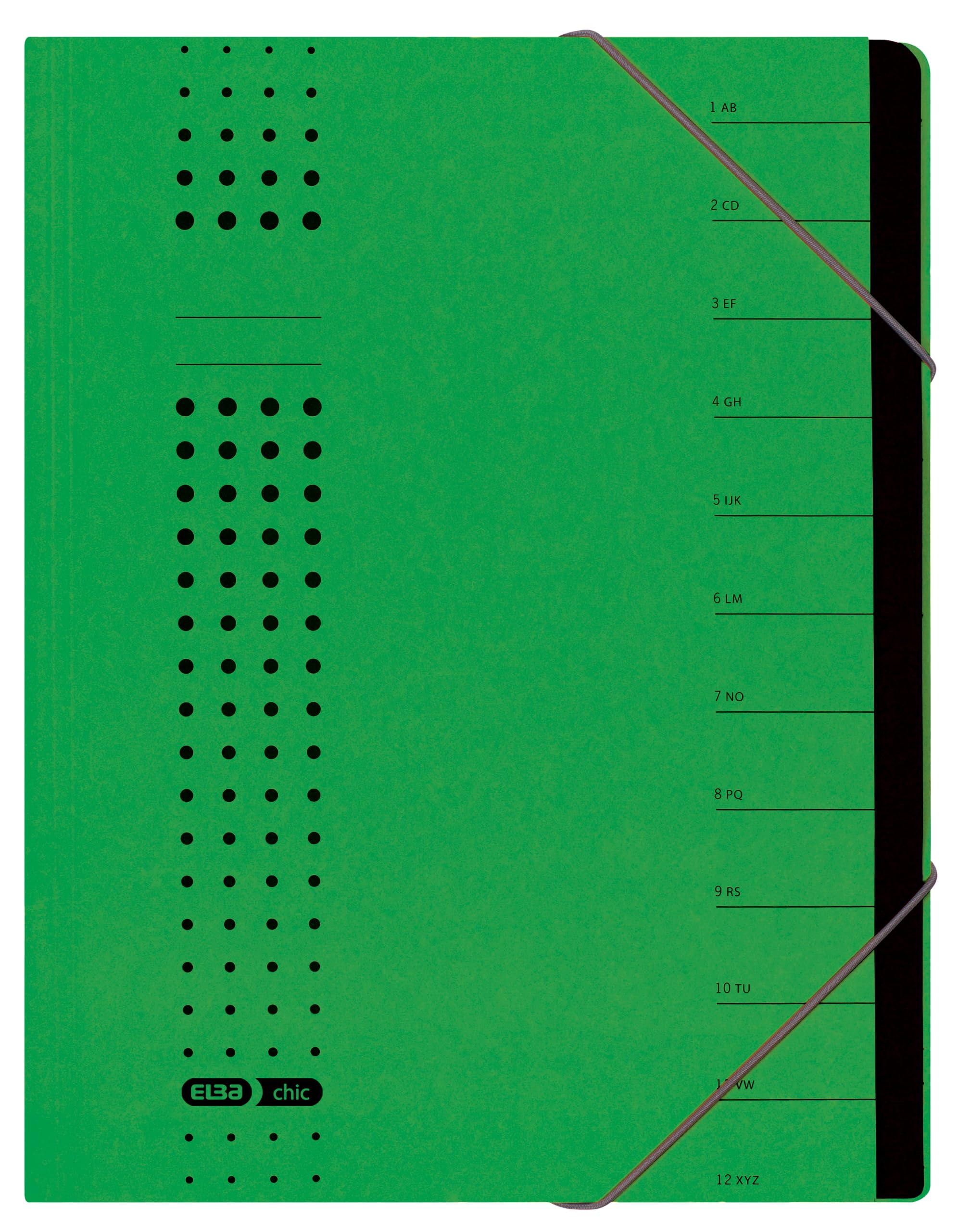 Elba Bürosysteme 42496GN Index File Recycled Card 450 g/sqm A4 12 Compartments Green