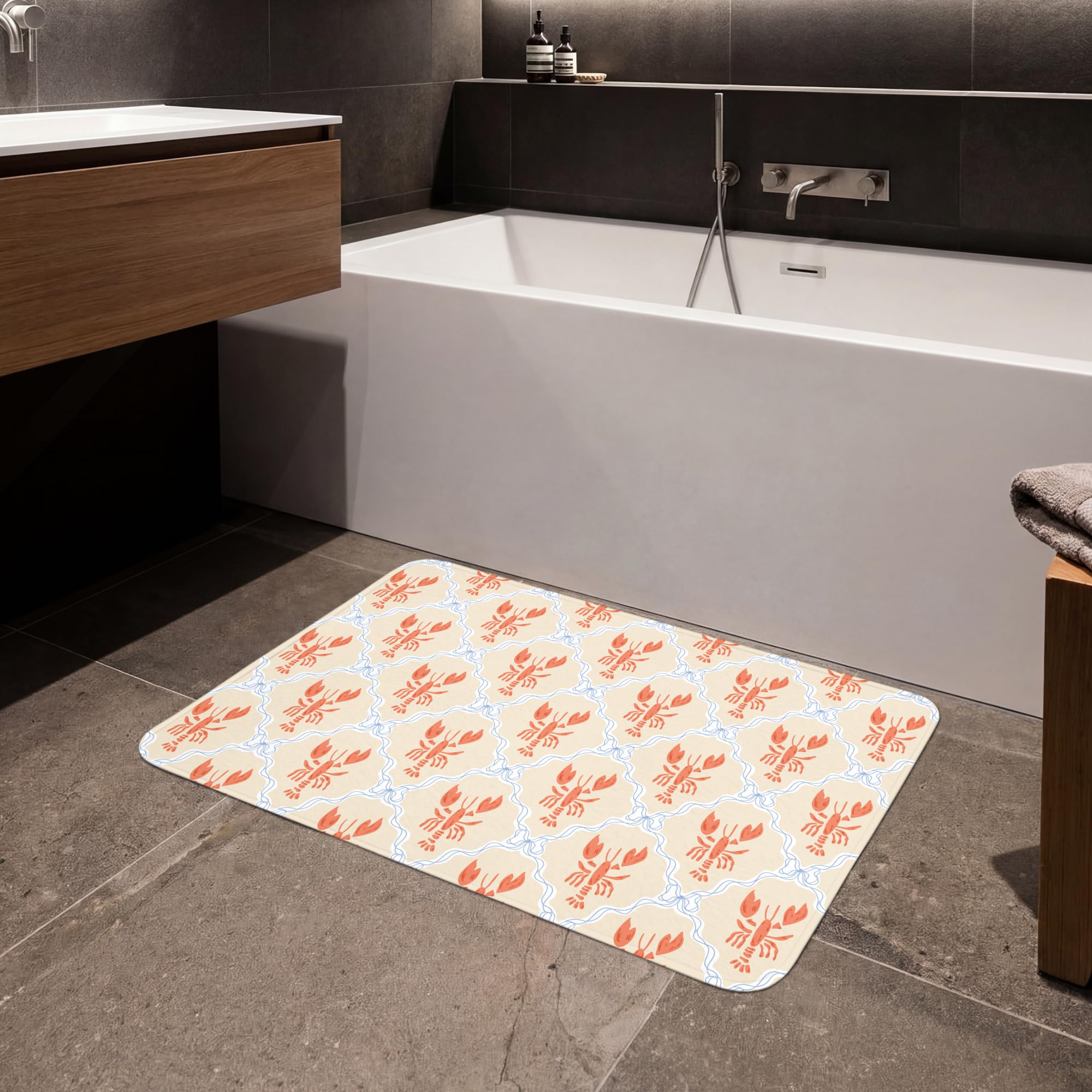 Alfombra Baño Rectangular 90x60 cm Decoracion Bathroom Mat Non Slip Shower Lavable Antideslizante Alfombrilla Tapete Banheiro Cáncer - Amarillo - Patrón