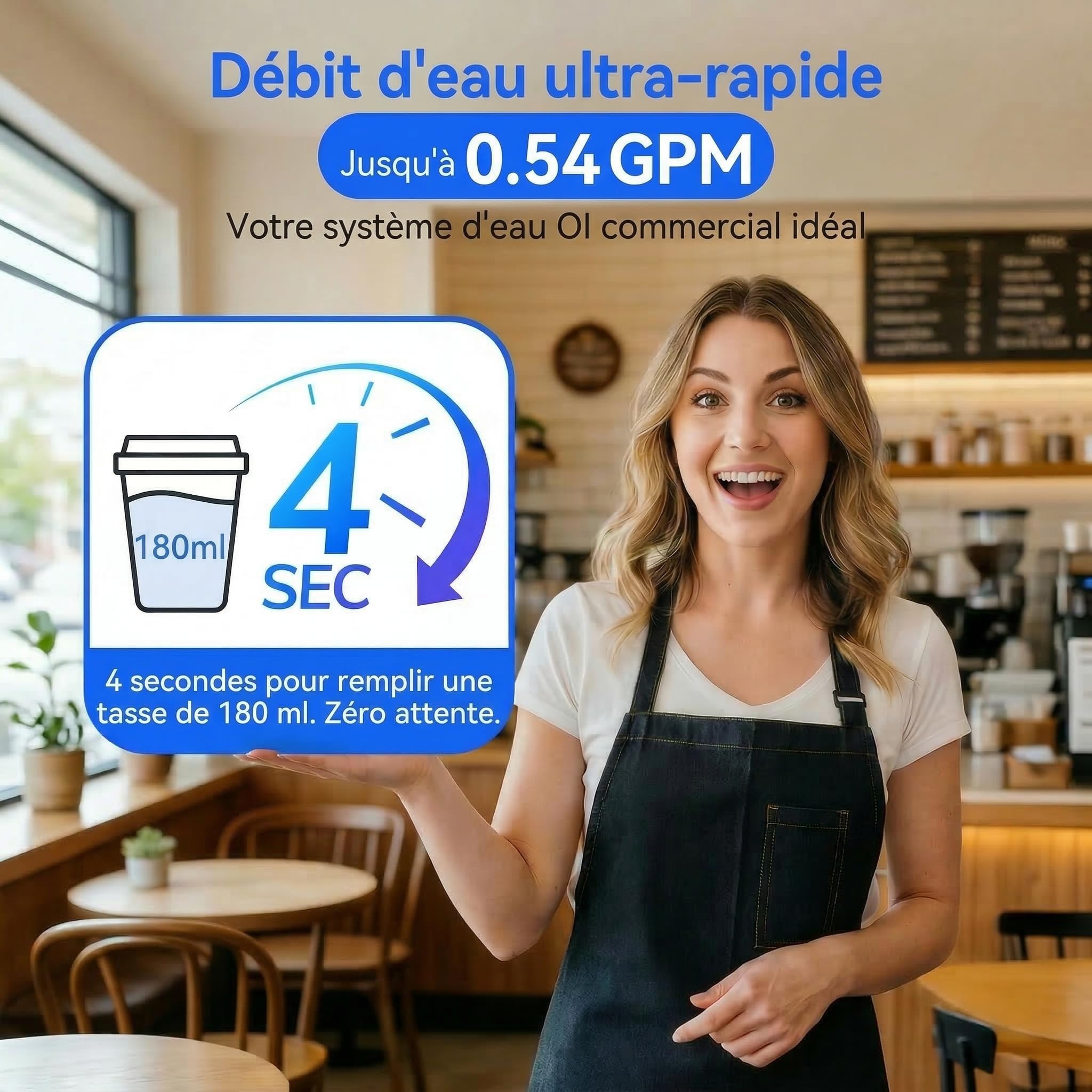 Ecoviva Sistema de Ósmosis Inversa domestica para Bajo Fregadero, 800GPD - Con Grifo Inteligente LED, Relación Agua Purificada/Residual 3:1, Diseño sin Depósito, Instalación Express