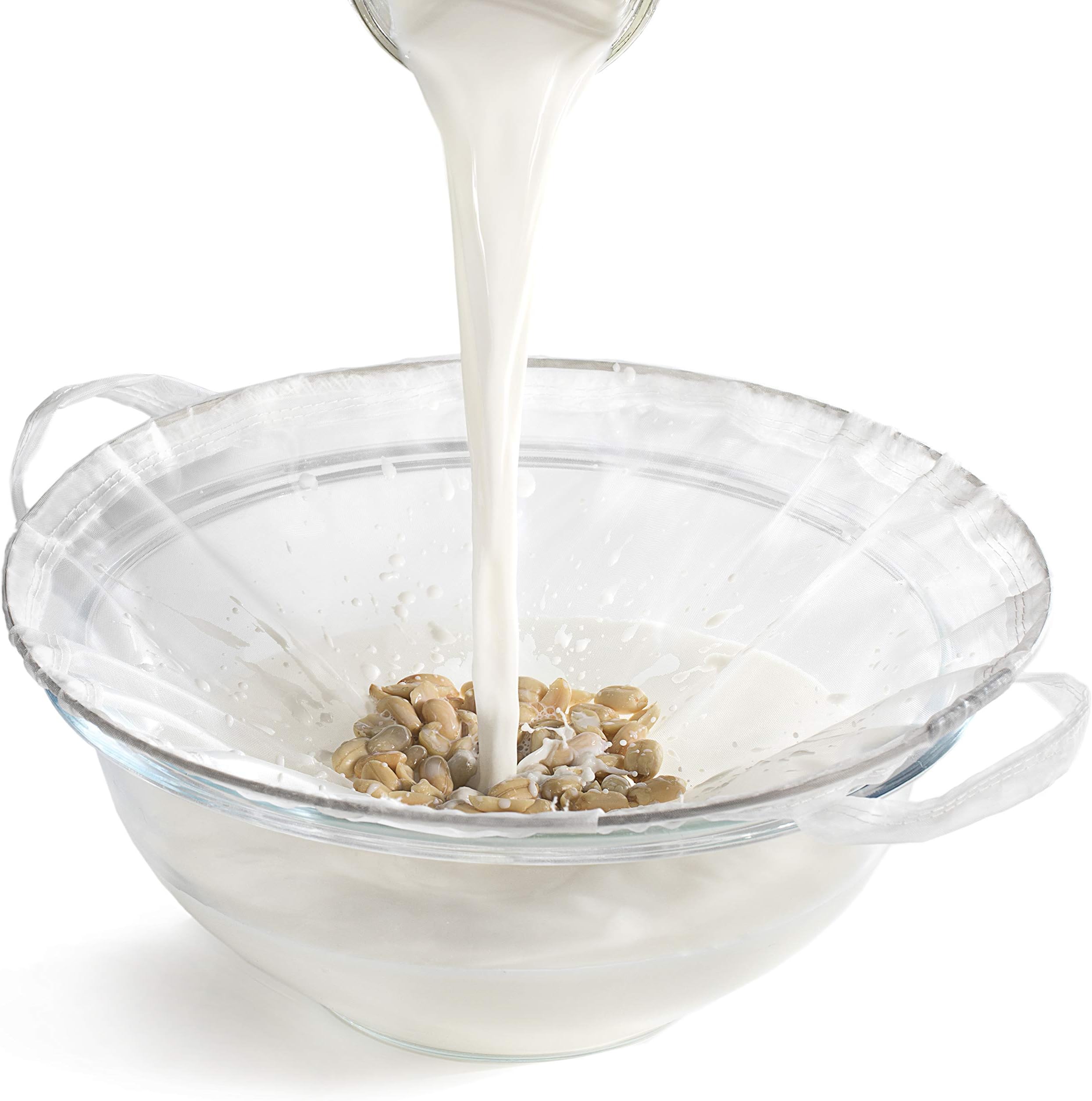 TENRAI Nut Milk Bag, Multiple Usage Reusable Food Strainer - Fine Mesh Nylon Almond Milk Bags - Cold Brew Coffee/Yogurt Filter/Ring (2Qt. 100 Micron)