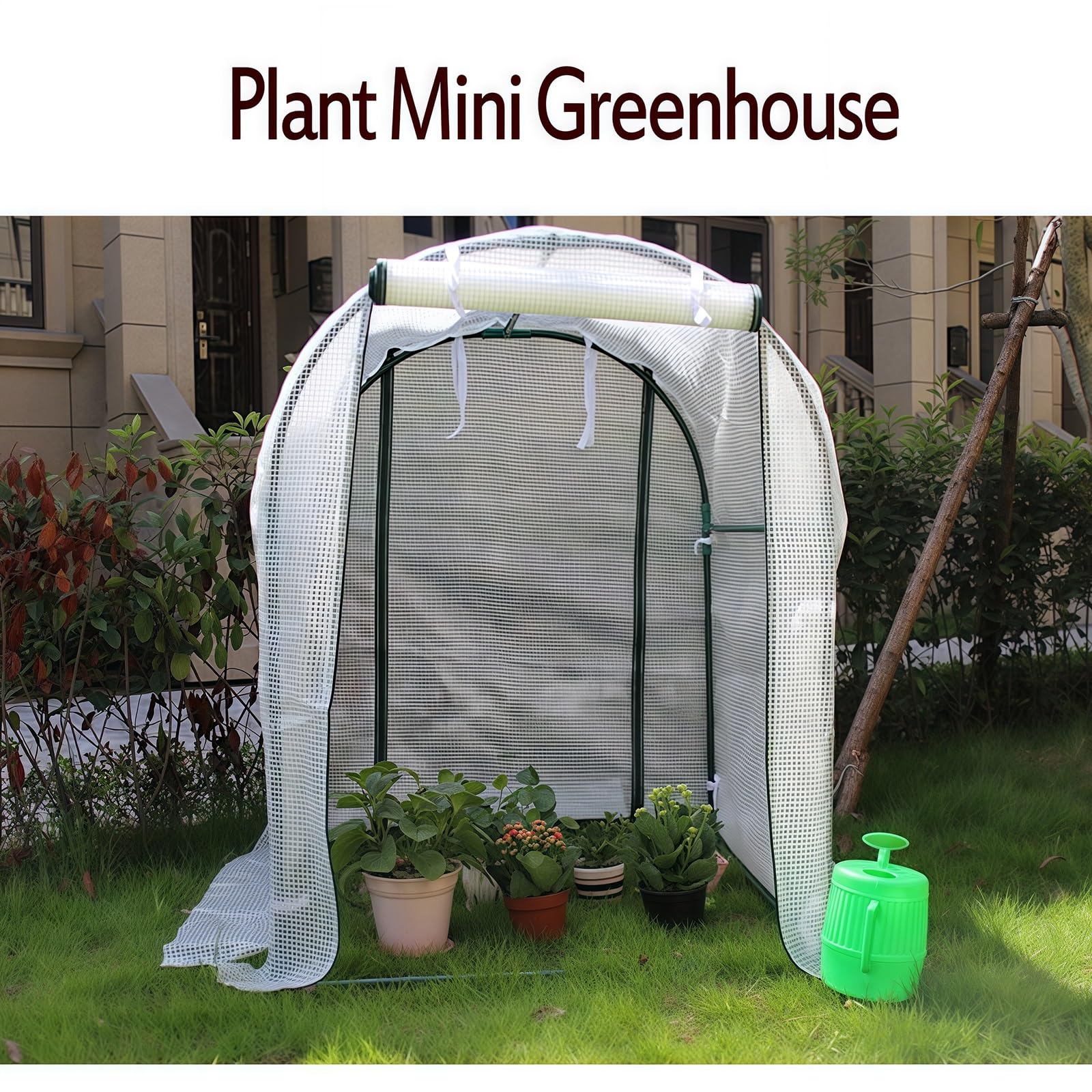 Serres portatives de Plain-Pied, Serre de Jardin intérieure et extérieure Pop-up, Porte à Fermeture éclair, Couverture en PE, 100x100x120cm(150x120x150cm)