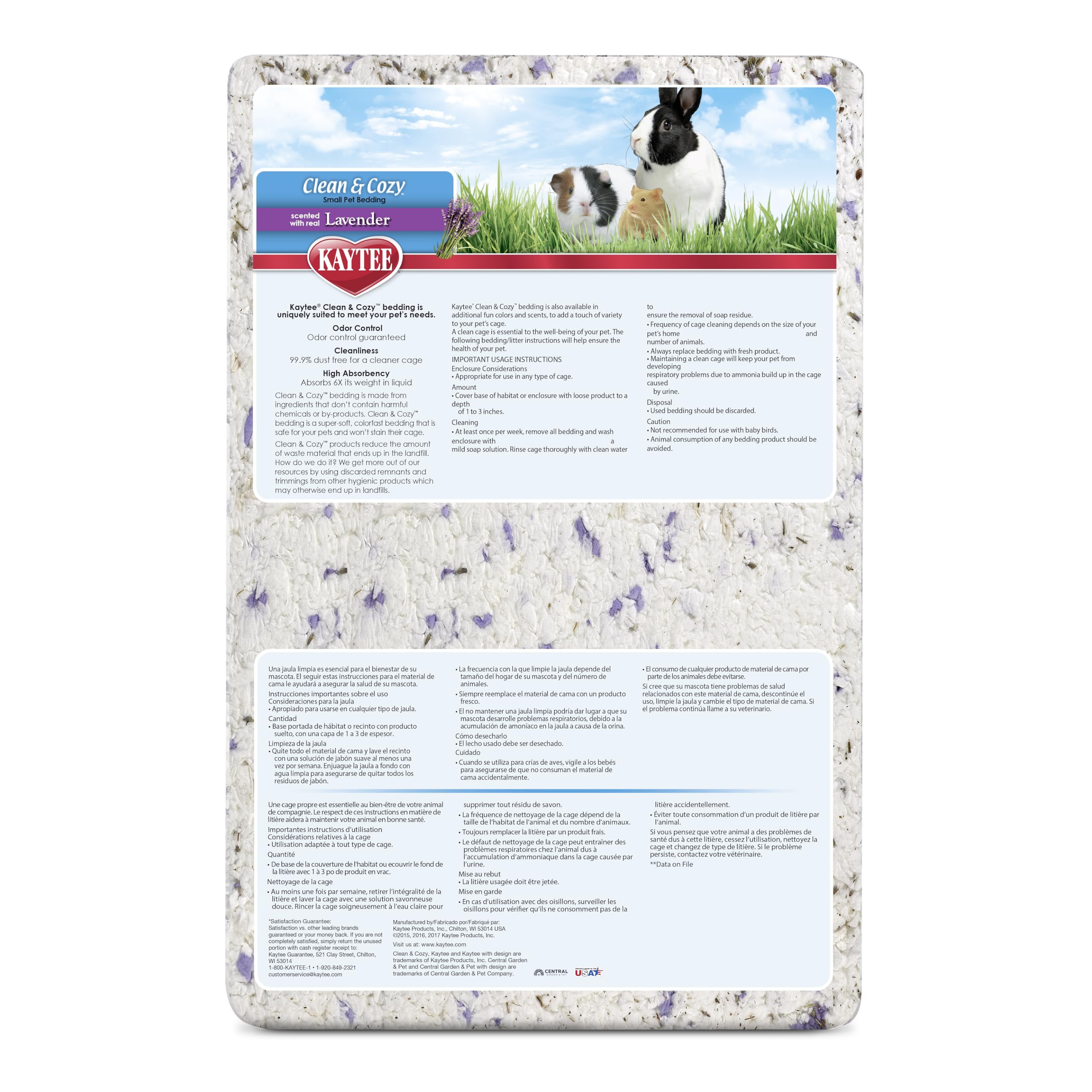 Kaytee Clean & Cozy Parure de lit Lavande 1000 Cubes