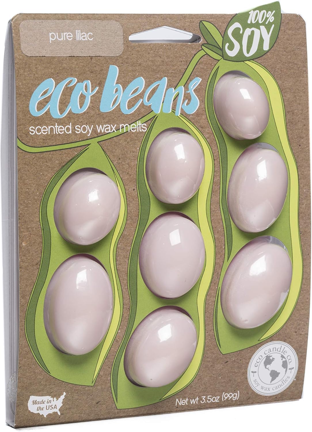 Eco Candle Co. Eco Beans Wax Melts 2Pack, Pure Lilac, 3.5