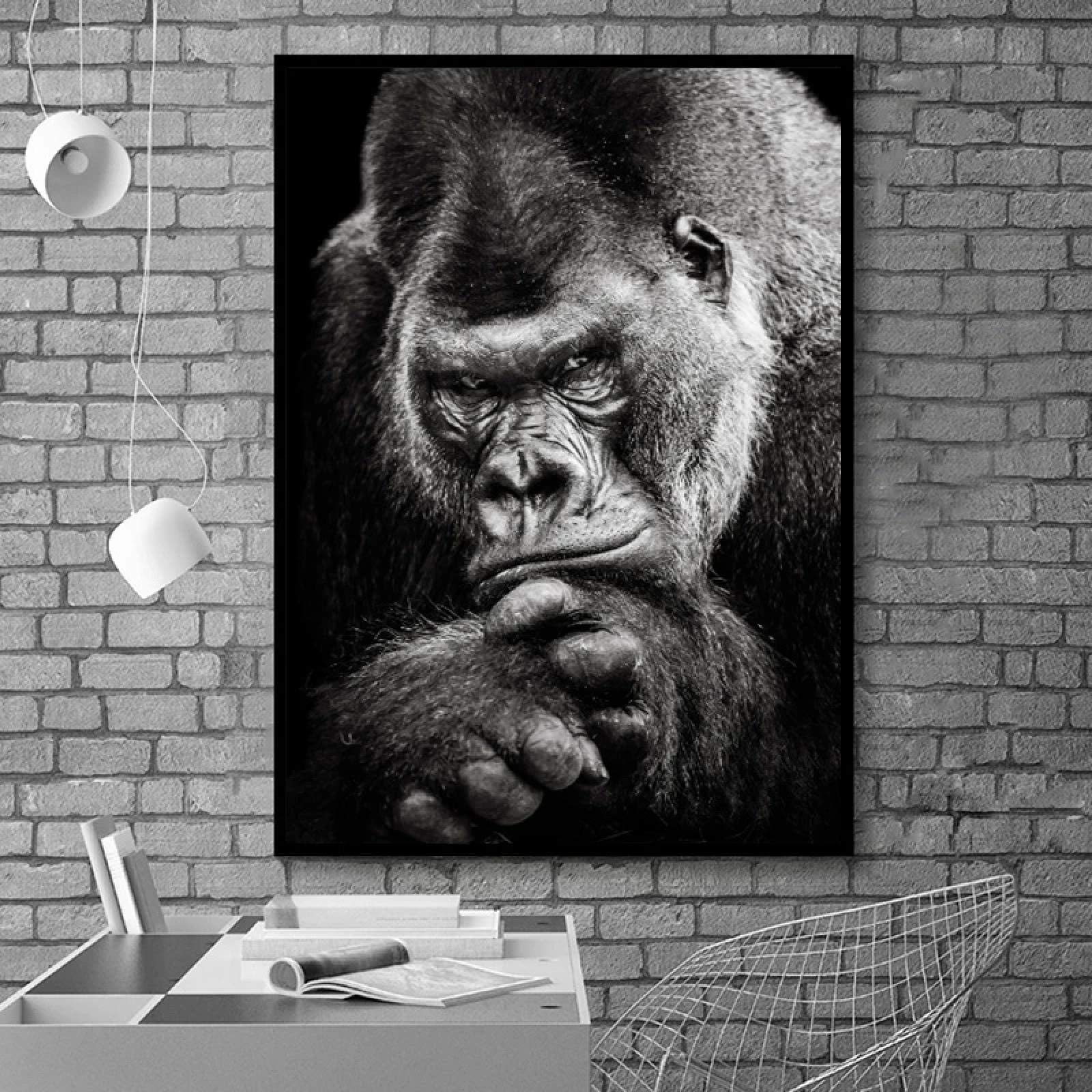 Amazon.co.jp: モダンブラックゴリラキャンバス絵画写真北欧の動物の