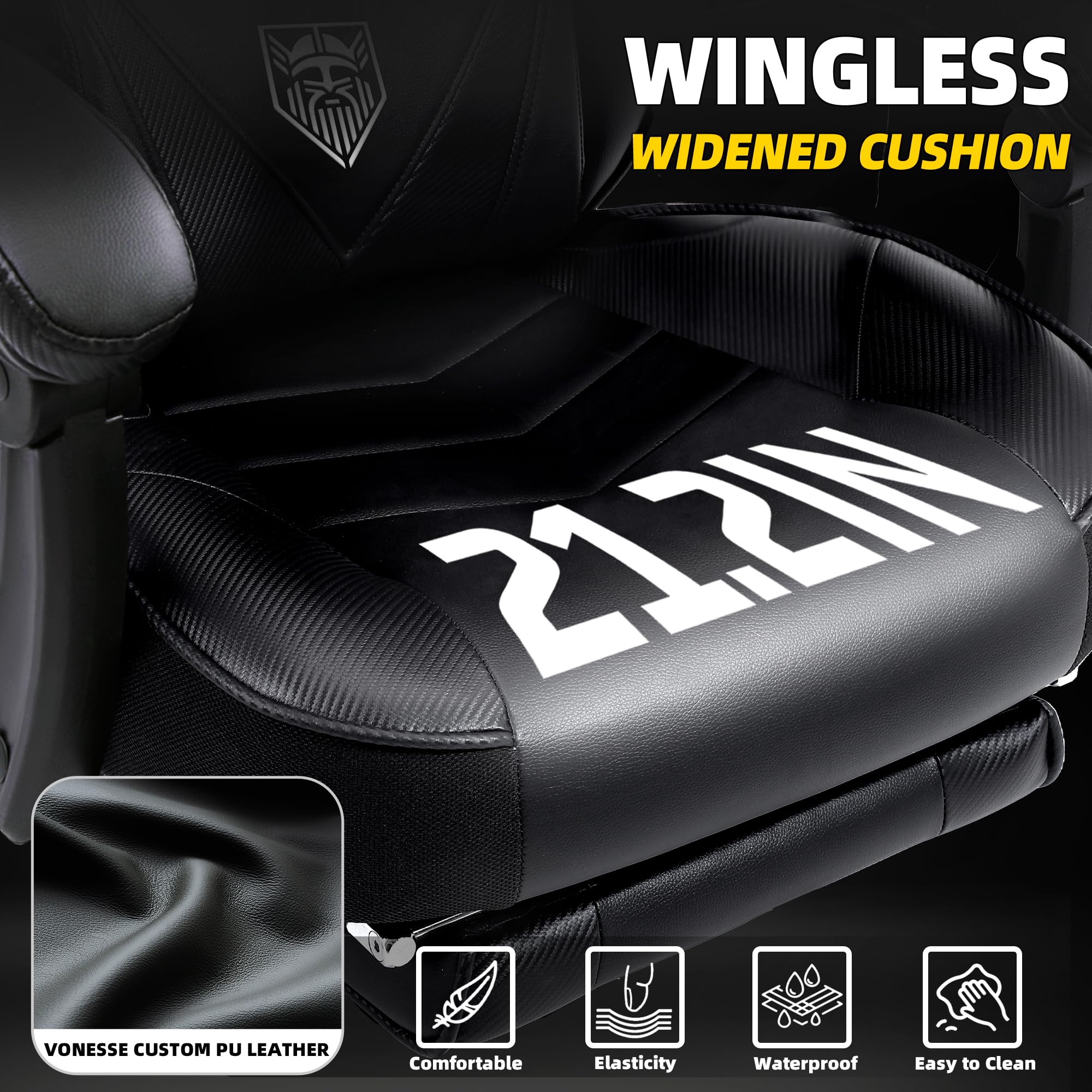 Vonesse Gaming Chair, High Back Gaming Chair with Footrest and Massage, Gaming Chairs for Adults with Pocket Spring Cushion, Big and Tall Reclining Computer Chair with Lumbar Support (): Classic Black