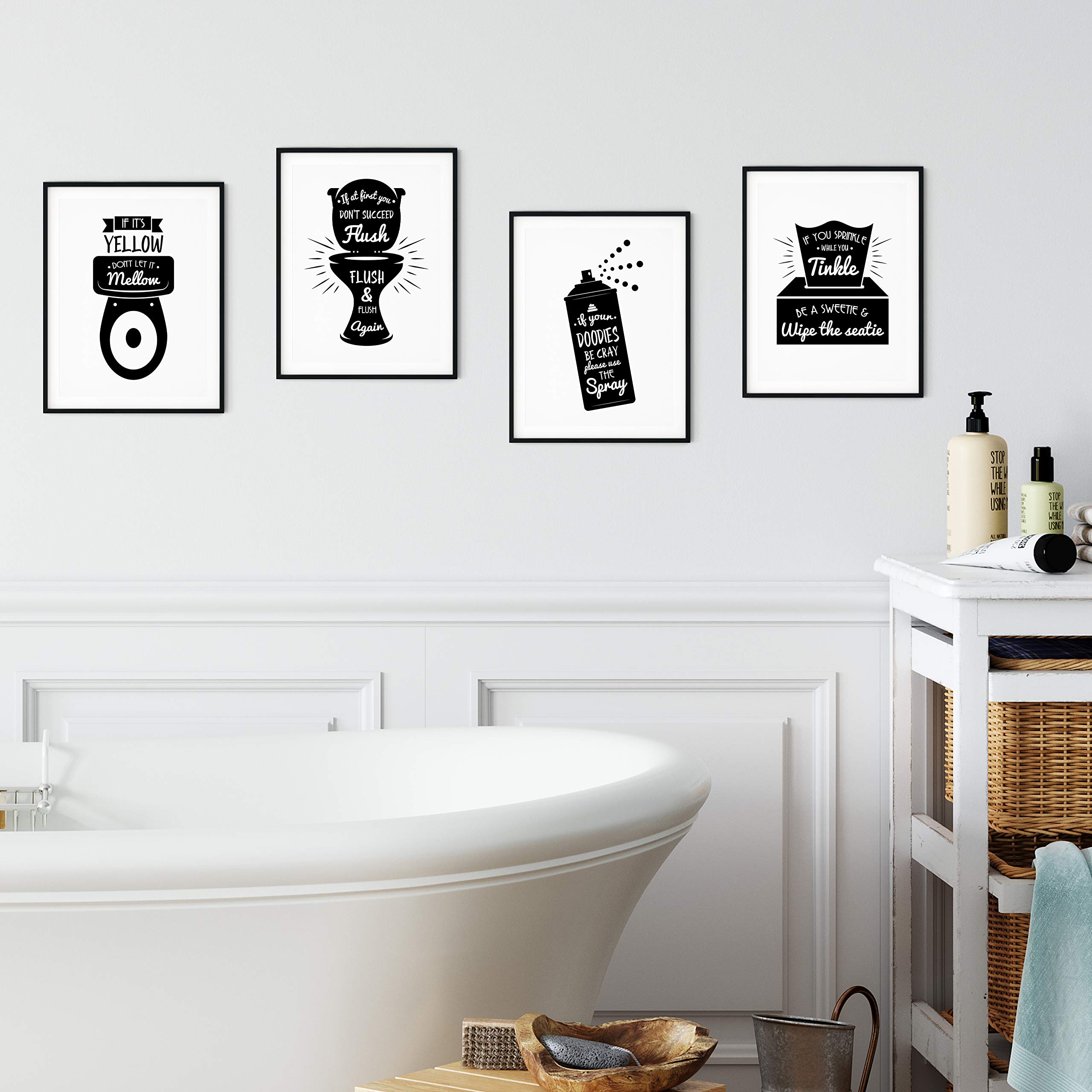 Buy Funny Bathroom Signs Quotes Decor By Haus and Hues Set of 4