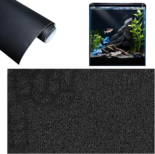 Static Self-Adhesive Aquarium Background Black PVC Film 40x200 cm