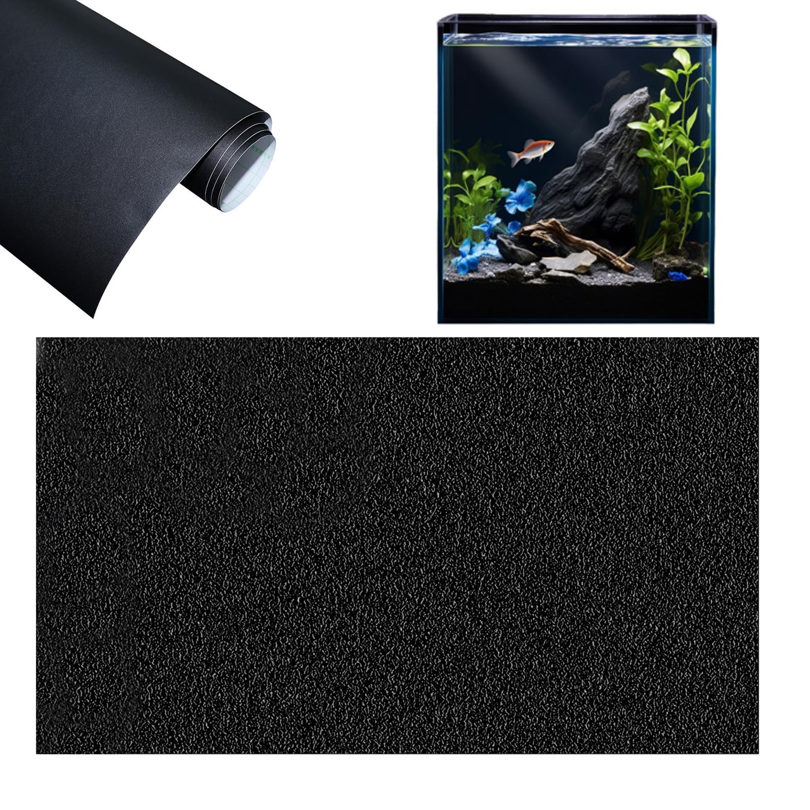 Aquarium Hintergrundfolie Schwarz - Statisch Haftend 40x200cm Für Aquarium Dekoration
