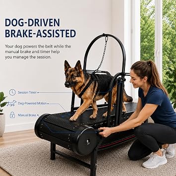 Dog Treadmill for Large/Medium Dogs, Adjustable Ramp Canine Running Slatmill Machine with Pedometer for Exercise & Healthy & Fit Pet Life