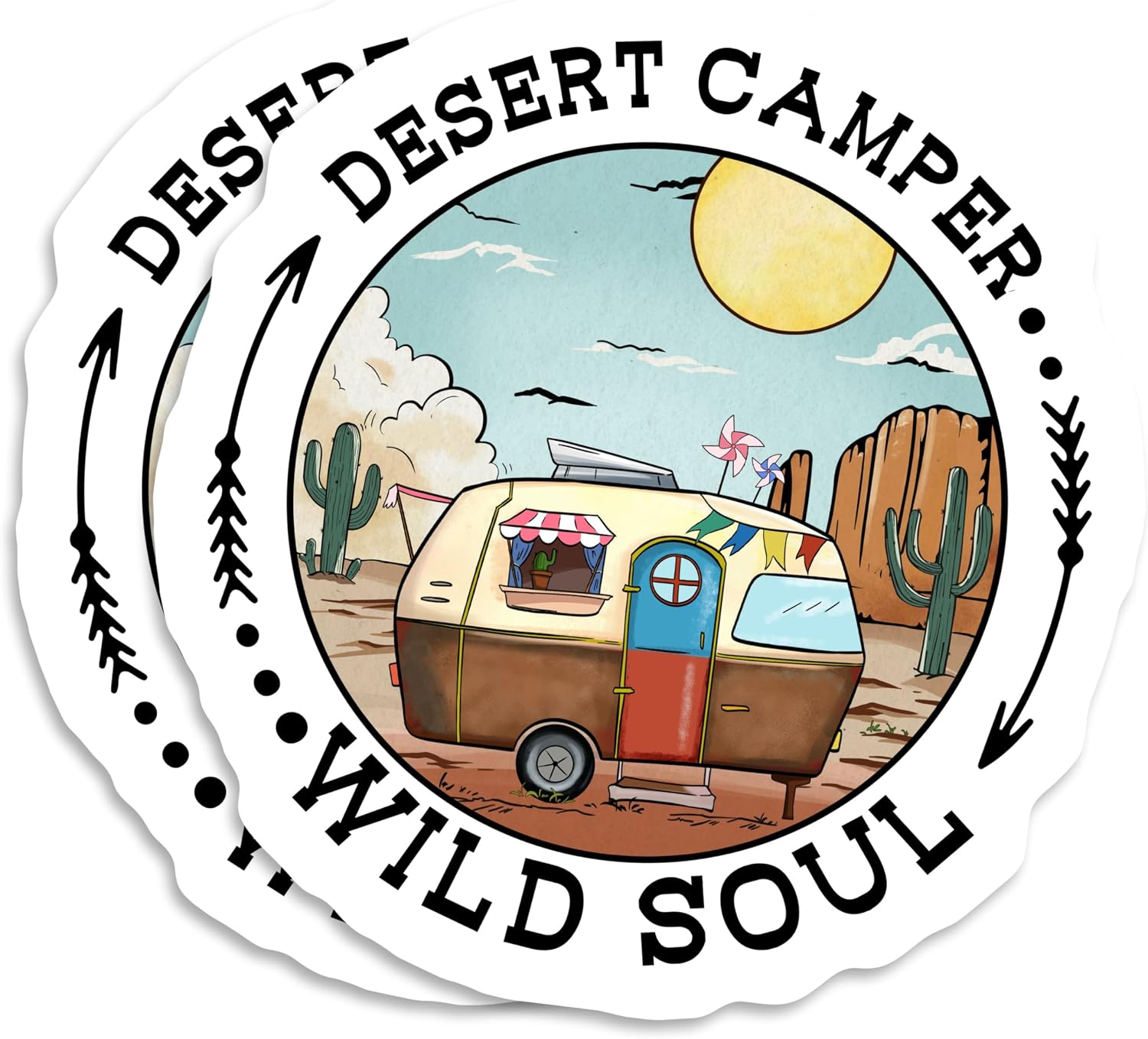 Desert Camper Magnets Magnet - Wild Soul Retro Camper Decor - 2 Pack - 5 Inches - Made in USA - PLDFMAG10364